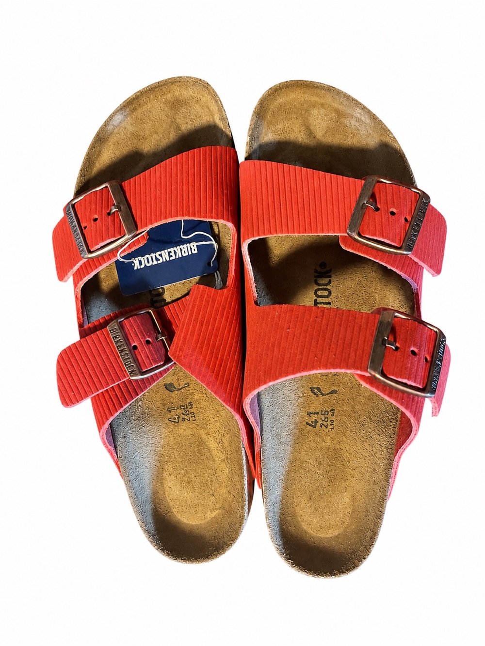 Birkenstock Brick colour pressed Leather Arizona Sandals